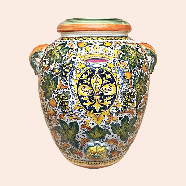 CC108F 64 - Jar cm 64H Cafaggiolo coat of arms with lily